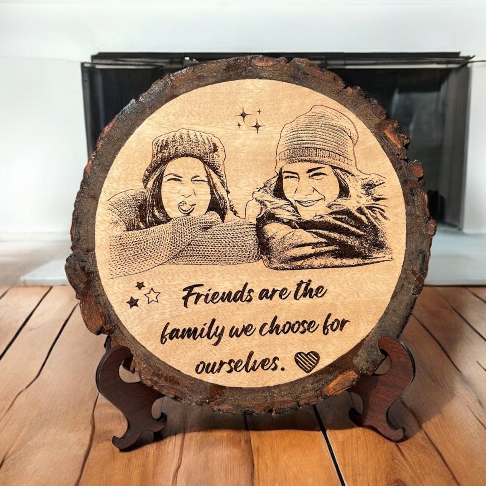 Personalised Natural Wood Round Engraved Photo Frame (Copy) - Personalify