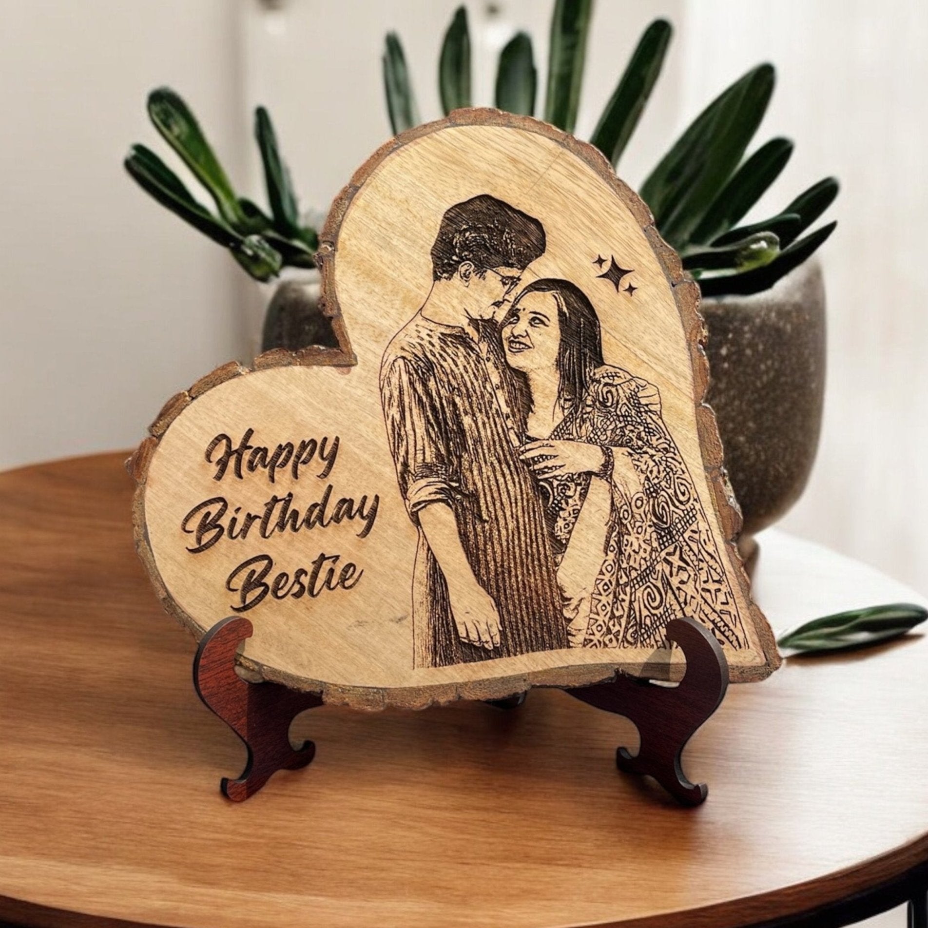 Personalised Natural Wood Heart Engraved Photo Frame - Personalify