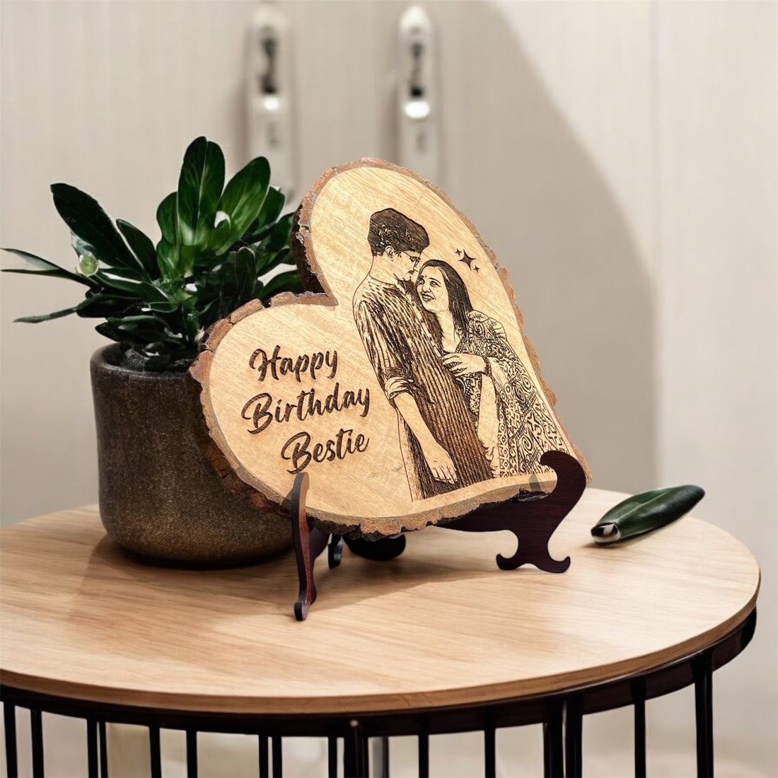 Personalised Natural Wood Heart Engraved Photo Frame - Personalify